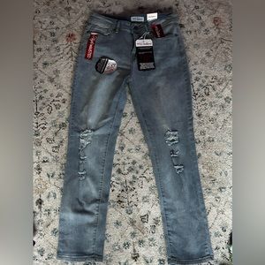 Red Bottoms mom jeans. Never worn, tags still on